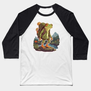 Frog traveler hiking with backpack Baseball T-Shirt